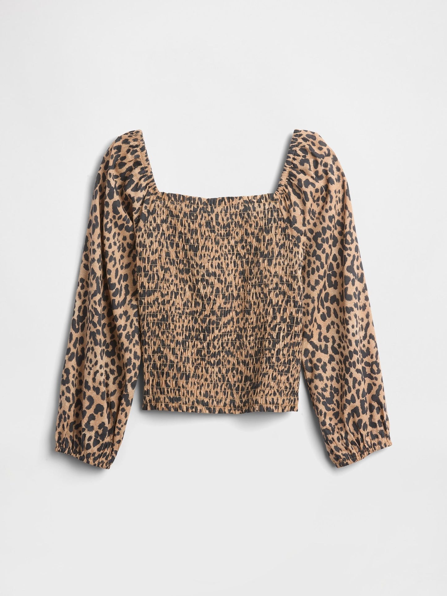 Kahverengi Kare Yaka Leoparlı Bluz