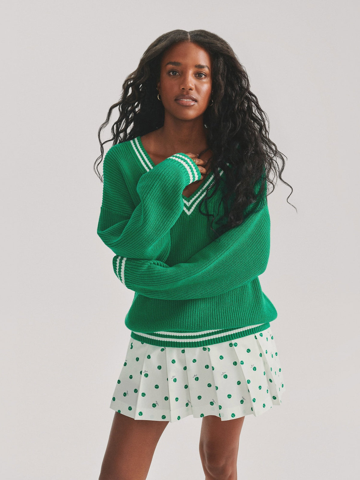Yeşil Gap × Malbon %100 Pamuk Oversized Kazak
