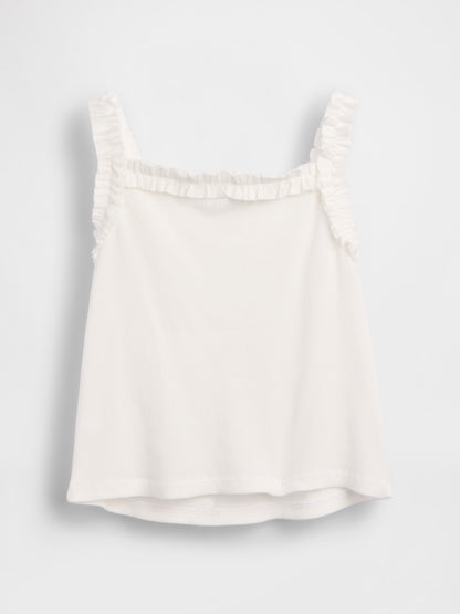 Beyaz Fitilli Fırfır Apron Askılı Atlet