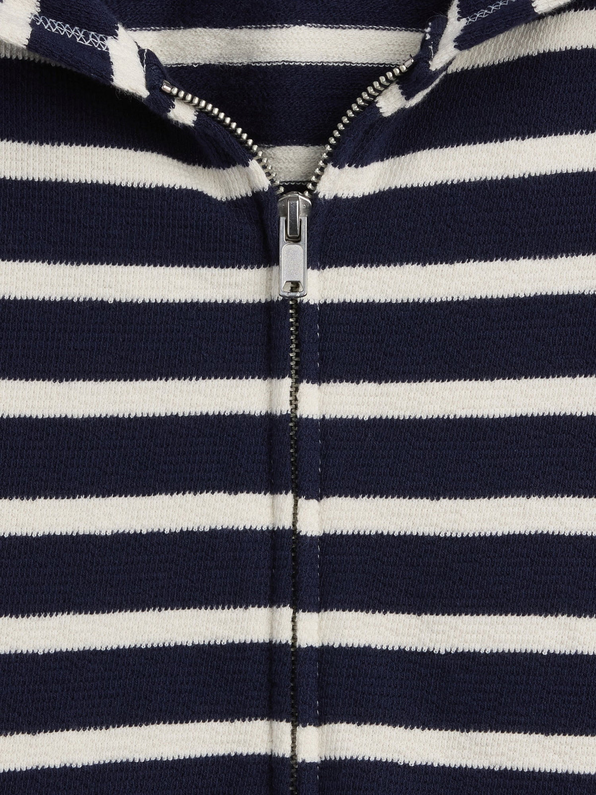 Lacivert Havlu Terry Oversized Çizgili Fermuarlı Sweatshirt