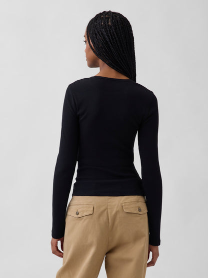 Siyah Modern Fitilli T-shirt