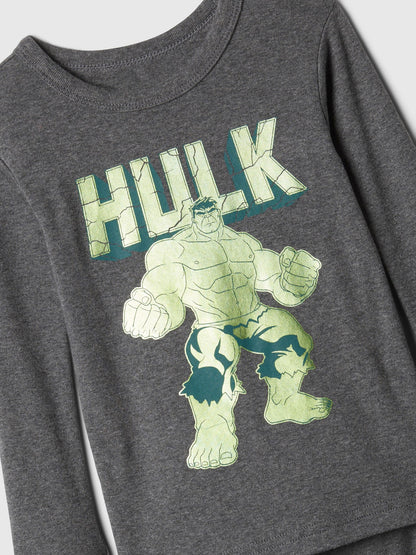 Koyu Gri Organik Pamuk Marvel Grafikli Pijama Takımı