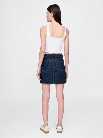 Lacivert Denim Mini Etek
