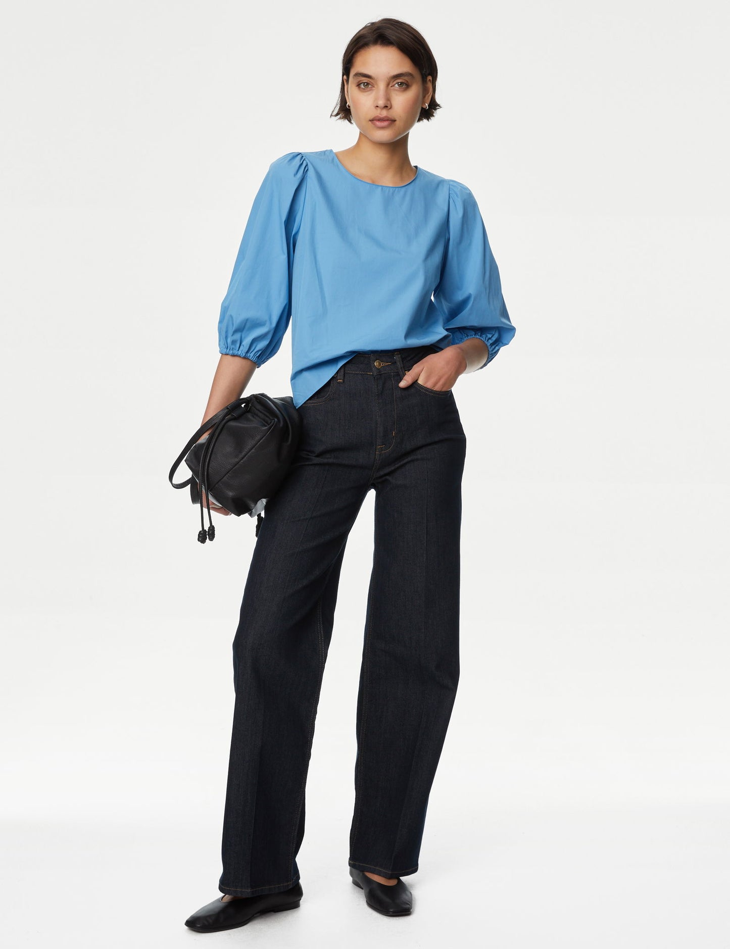 Saf Pamuklu Regular Fit Popover Bluz