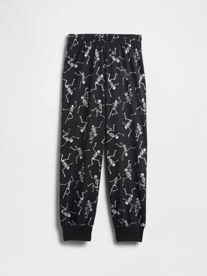 Siyah Halloween Geri Dönüştürülmüş Pijama Jogger