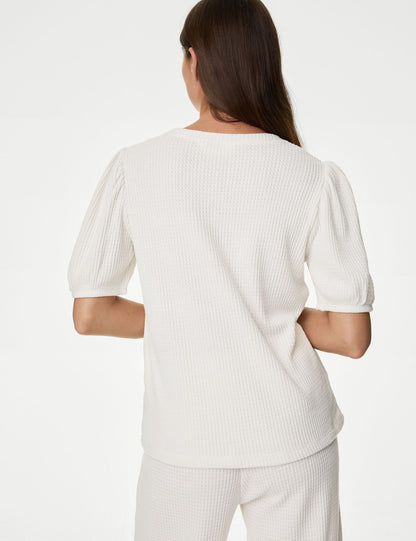 Regular Fit Waffle Pijama Üstü