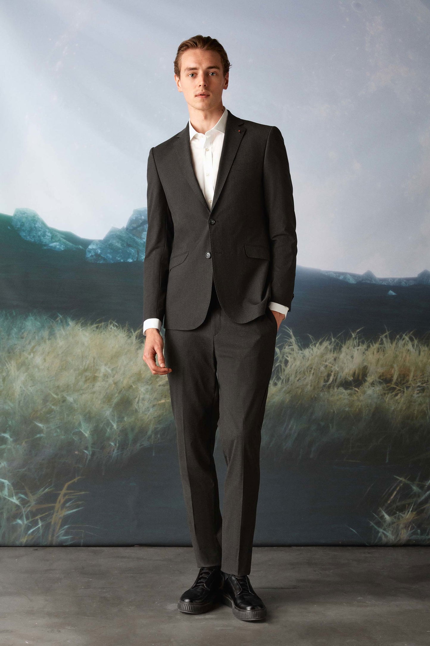 Tween Slim Fit Antrasit Düz Yünlü Bi Stretch Takim Elbise