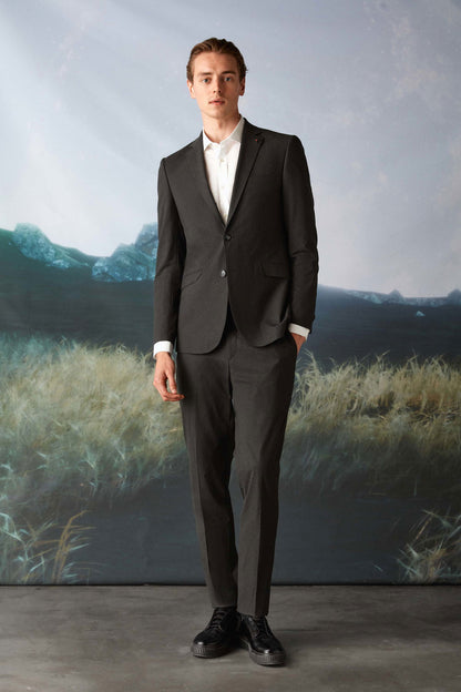 Tween Slim Fit Antrasit Düz Yünlü Bi Stretch Takim Elbise