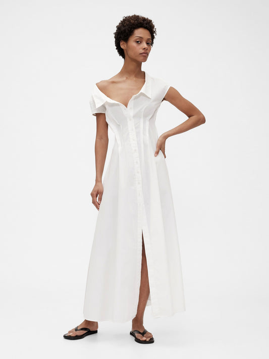 Beyaz Gapstudio Poplin Maxi Elbise