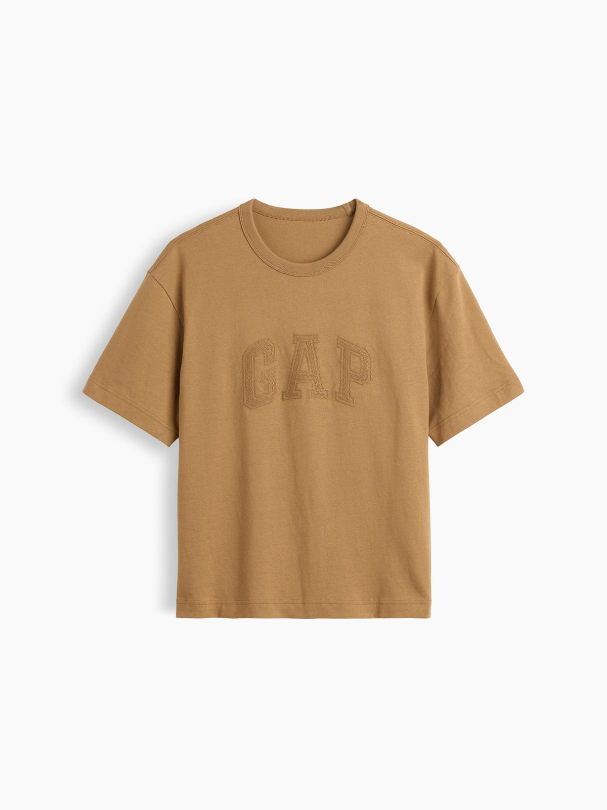 Açık Kahverengi Heavyweight Relaxed Gap Logo Crop T-shirt