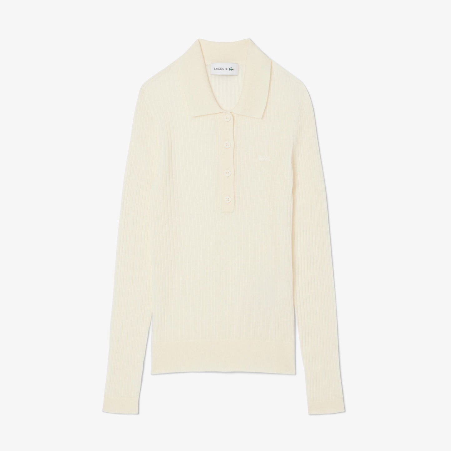 Lacoste Kadın Regular Fit Polo Yaka Beyaz Kazak