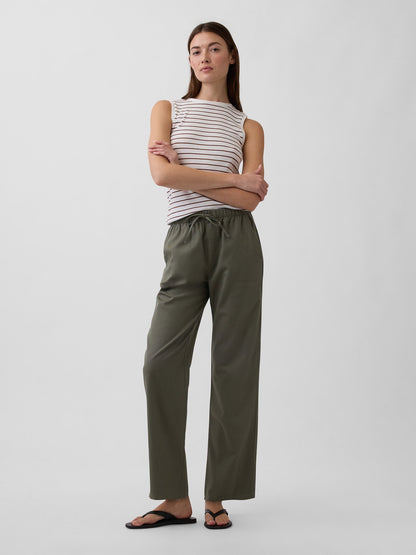 Haki Mid Rise Easy Twill Pantolon