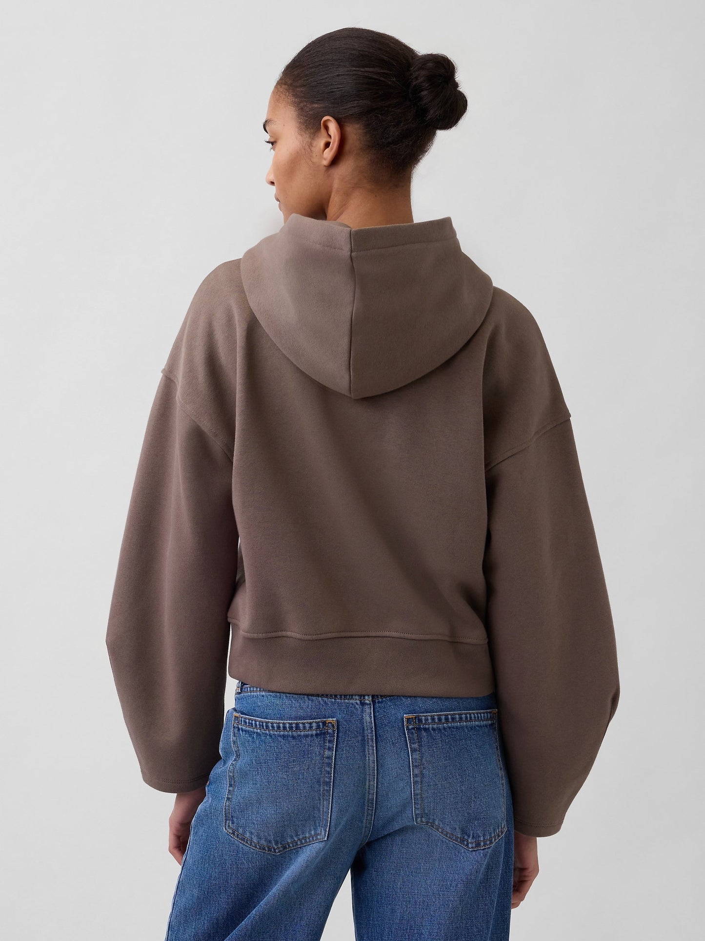 Kahverengi Vintagesoft Oversized Lantern-sleeve Crop Sweatshirt
