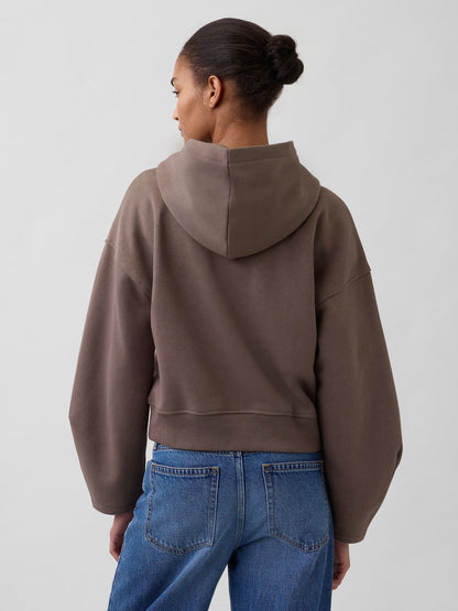 Kahverengi Vintagesoft Oversized Lantern-sleeve Crop Sweatshirt