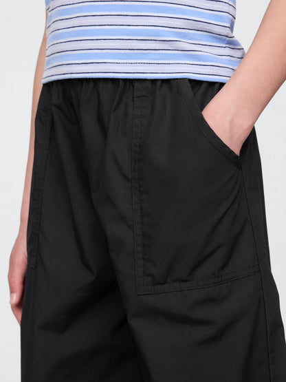 Siyah Poplin Baggy Jogger Pantolon