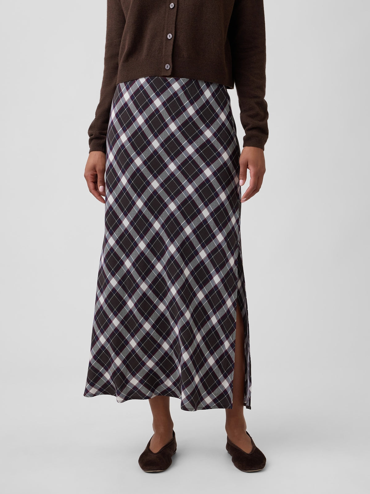 Koyu Kahverengi Pull-on Maxi Etek