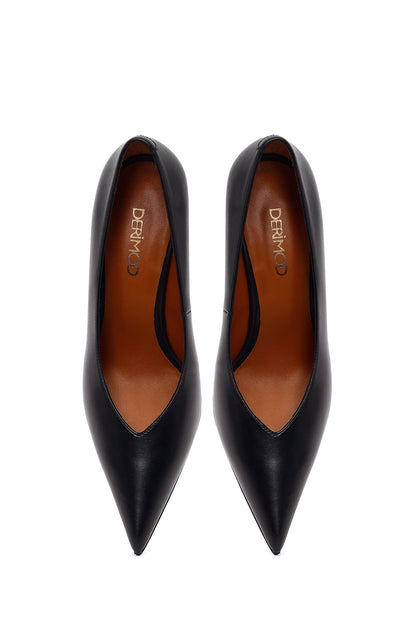Kadın Siyah Topuklu Deri Stiletto