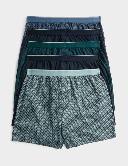 5'li Geometrik Desenli Boxer Seti