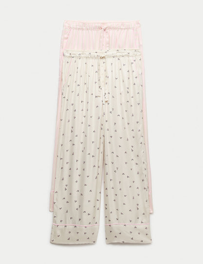 2’li Twill Geniş Paça Pijama Altı