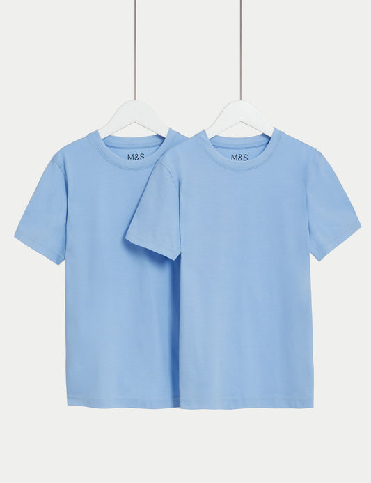 2’li Unisex Saf Pamuklu Okul Tişörtü (2–16 Yaş)