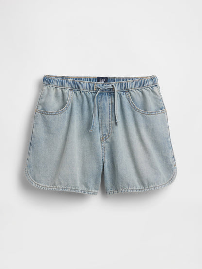Açık Mavi High Rise Denim Easy Şort
