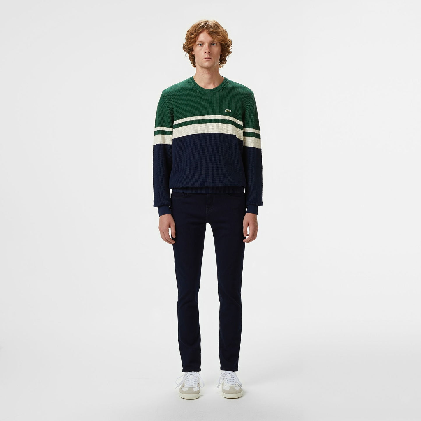 Lacoste Erkek Classic Fit Bisiklet Yaka Renk Bloklu Lacivert Kazak