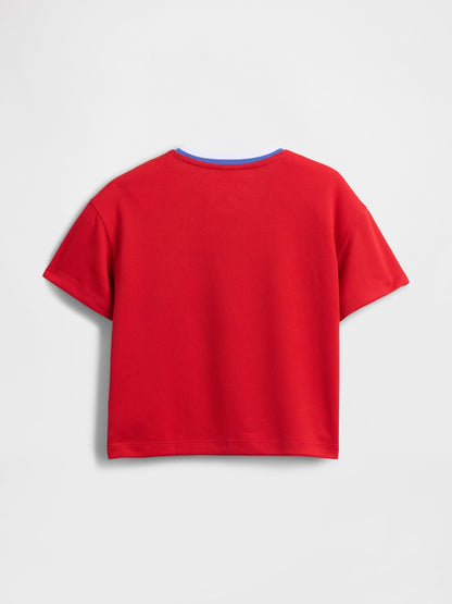 Kırmızı Geri Dönüştürülmüş Mesh Jersey T-shirt