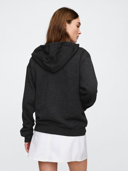Koyu Gri Gap Logo Relaxed Fleece Fermuarlı Sweatshirt
