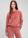 Pembe Kadife Bisiklet Yaka Sweatshirt