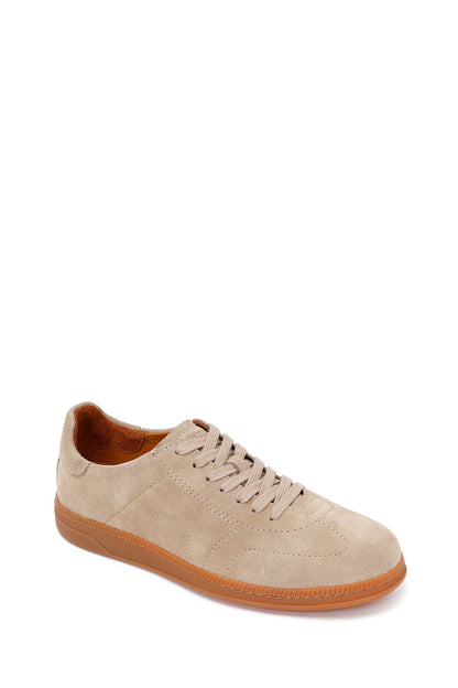 Erkek Bej Bağcıklı Süet Deri Sneaker