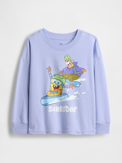Mor Spongebob Squarepants Grafik Logo T-shirt
