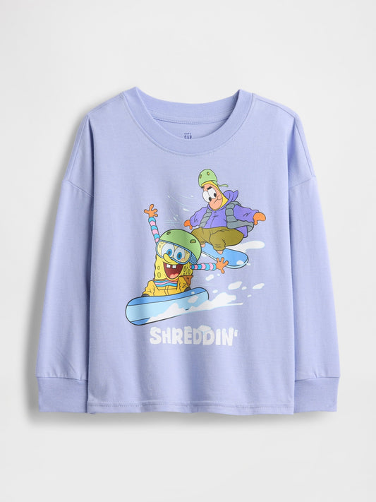 Mor Spongebob Squarepants Grafik Logo T-shirt