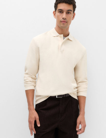 Fitilli Uzun Kollu Polo Yaka T-shirt