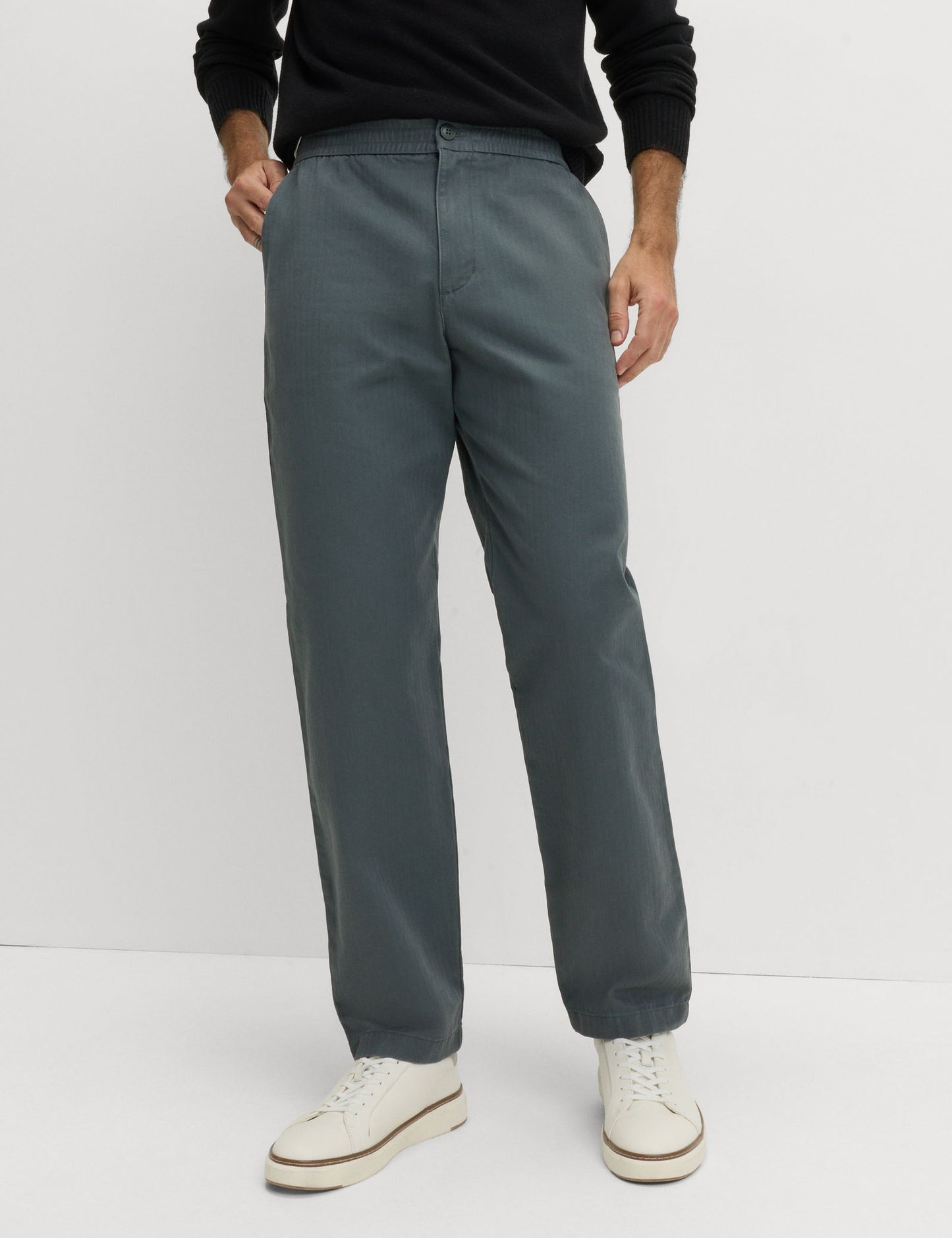Pure Cotton Herringbone Pantolon