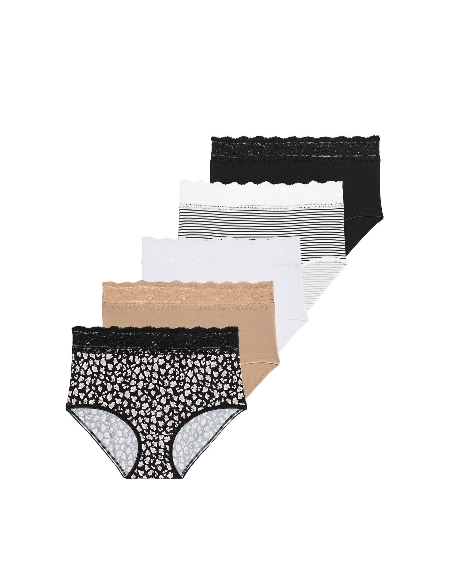 5'li Dantel Detaylı Full Brief Külot Seti