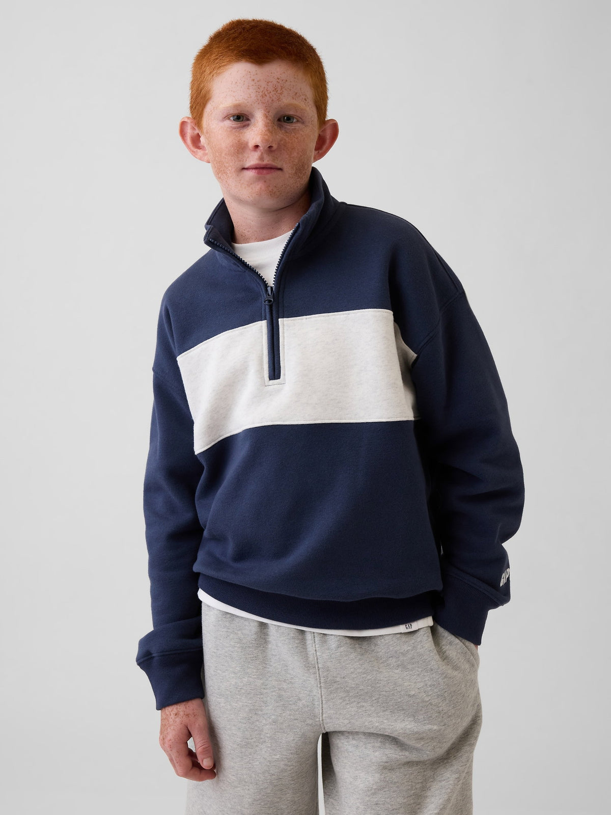 Lacivert Vintagesoft Yarım Fermuarlı Sweatshirt