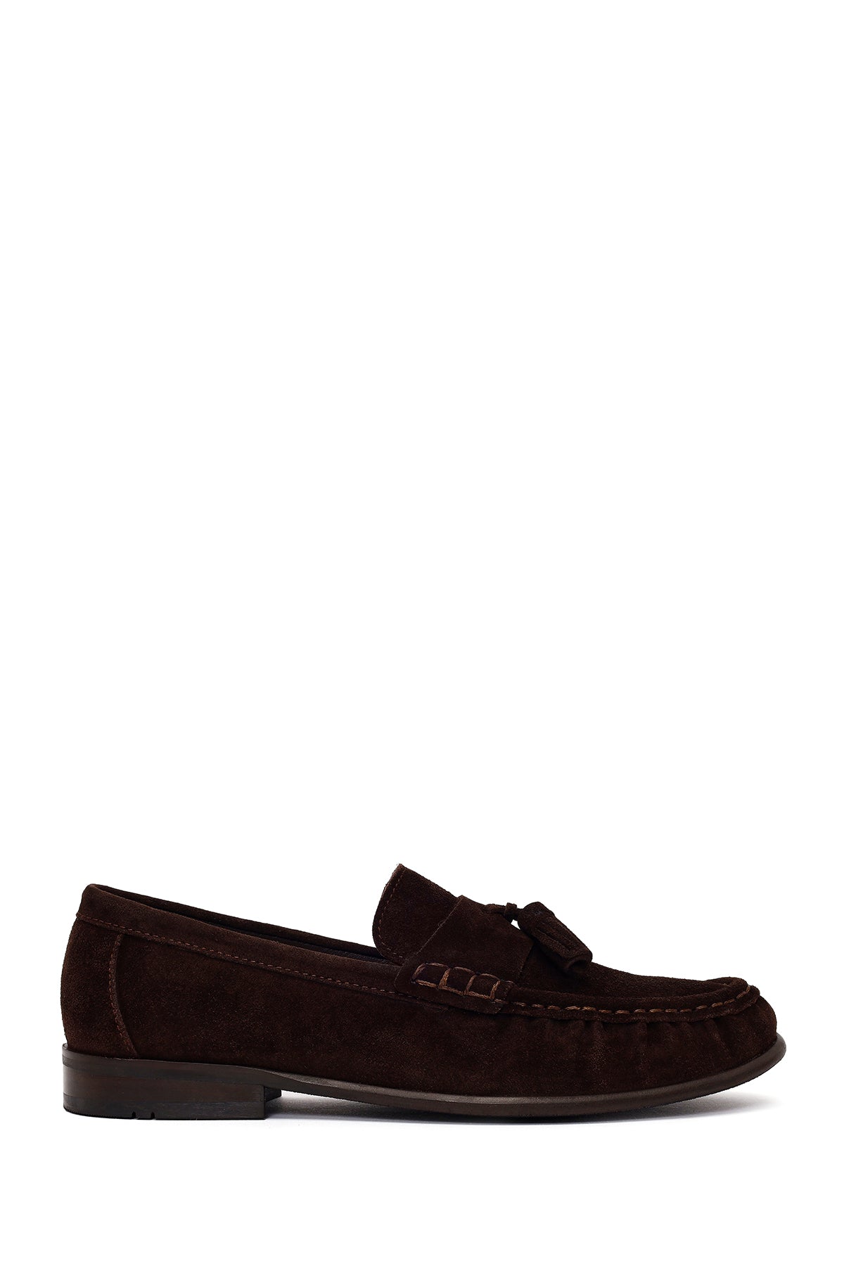 Erkek Kahverengi Püsküllü Süet Deri Casual Loafer