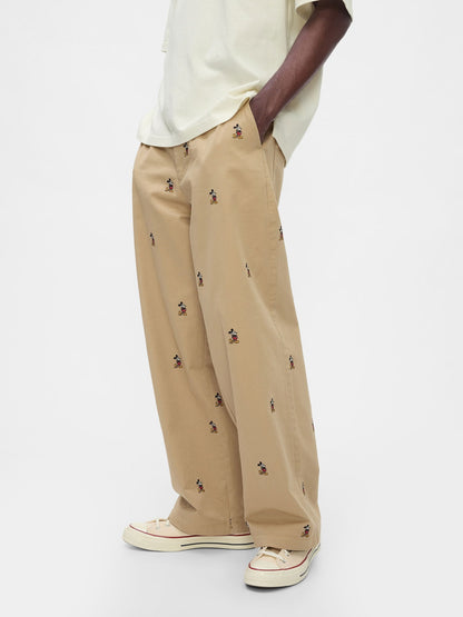 Bej Gap × Disney Işlemeli Baggy Khaki Pantolon