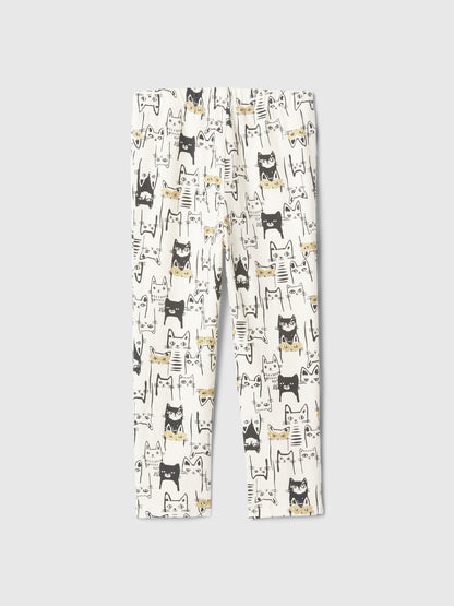 Kırık Beyaz Desenli Legging Tayt