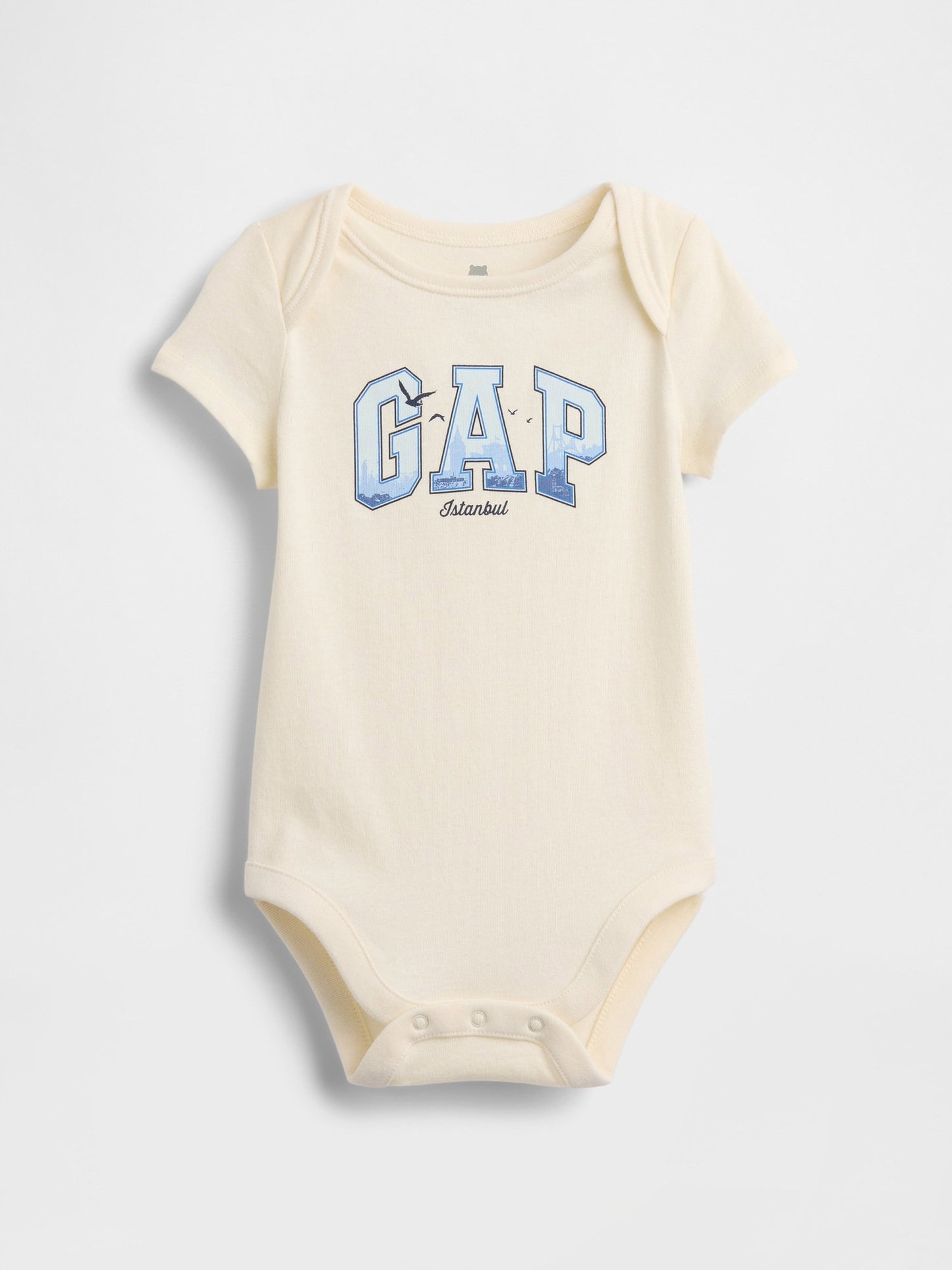 Kırık Beyaz Organik Pamuk Logo Bodysuit