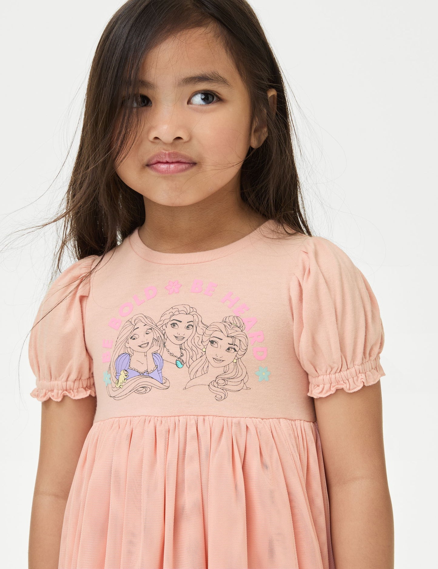 Saf Pamuklu Kısa Kollu Disney Princess™ Elbise (2-7 Yaş)