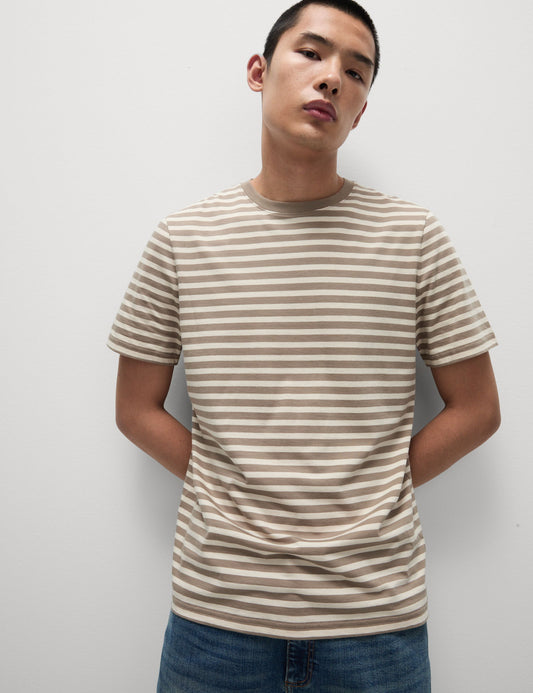Regular Fit Bisiklet Yaka Çizgili T-shirt