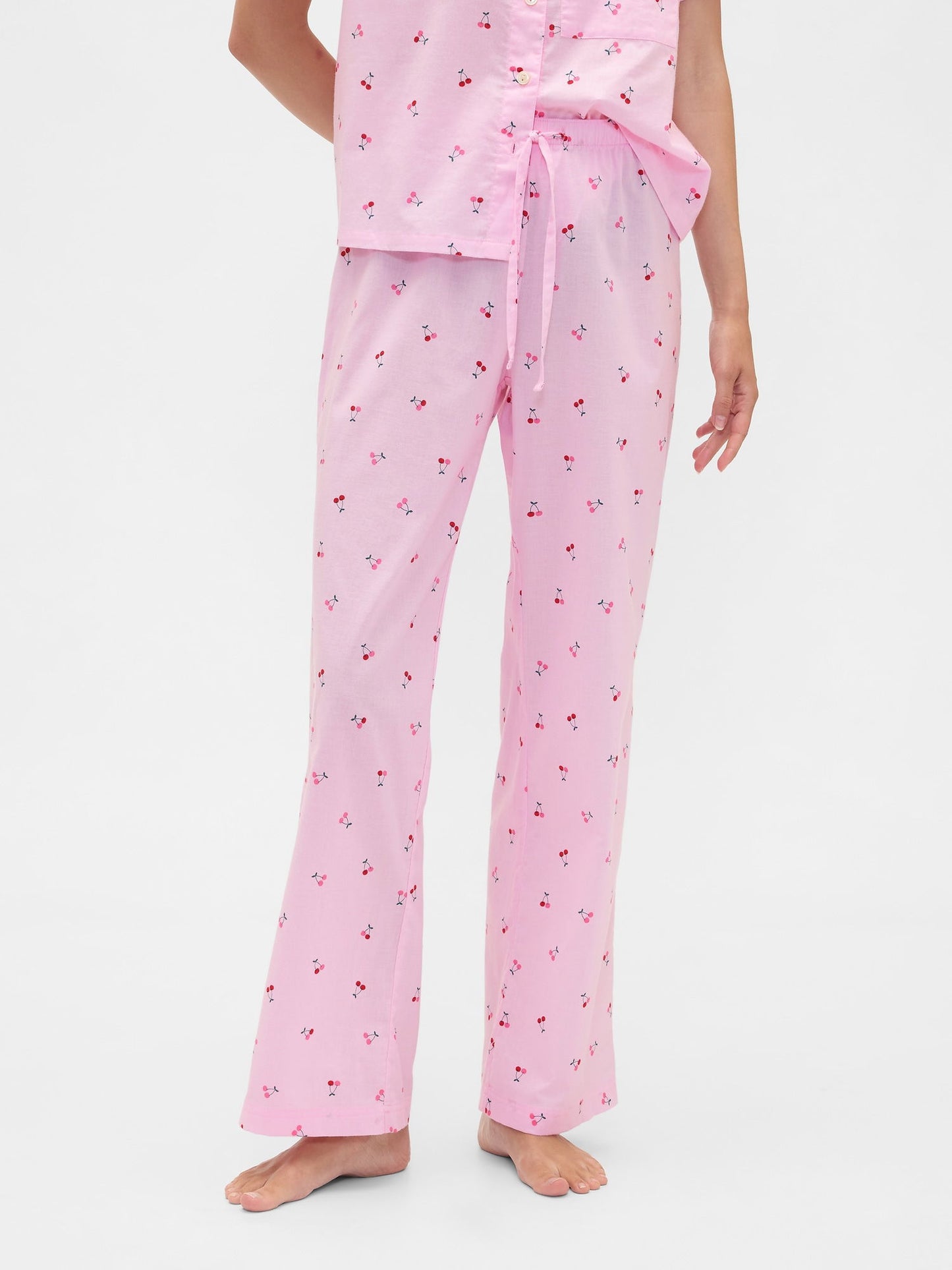 Açık Pembe Baskılı Poplin Pijama Altı