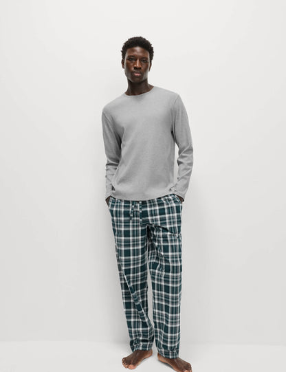 Saf Pamuklu Kareli Pijama Takımı