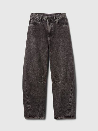 Siyah High Rise Horseshoe Jean Pantolon