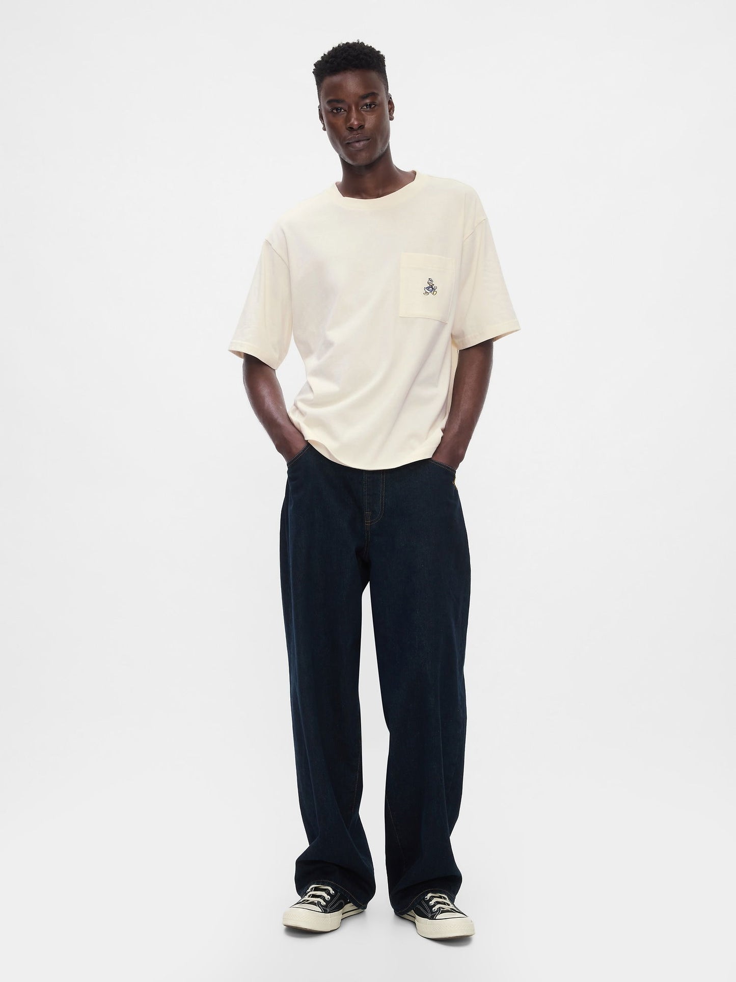 Kırık Beyaz Gap × Disney Heavyweight Cepli T-shirt