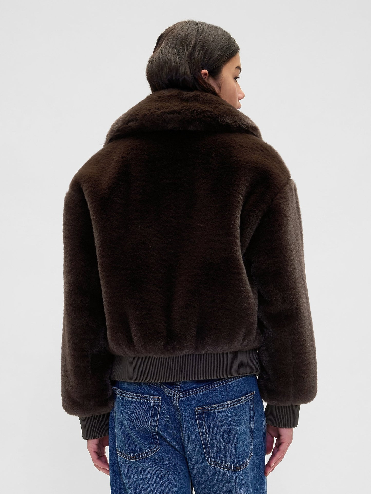 Koyu Kahverengi Faux-fur Bomber Ceket