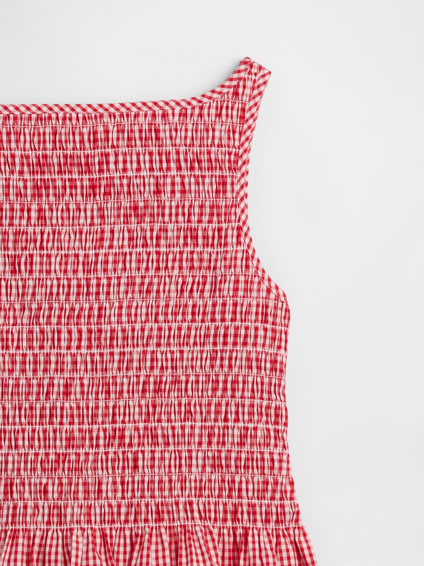 Kırmızı Smocked Poplin Elbise