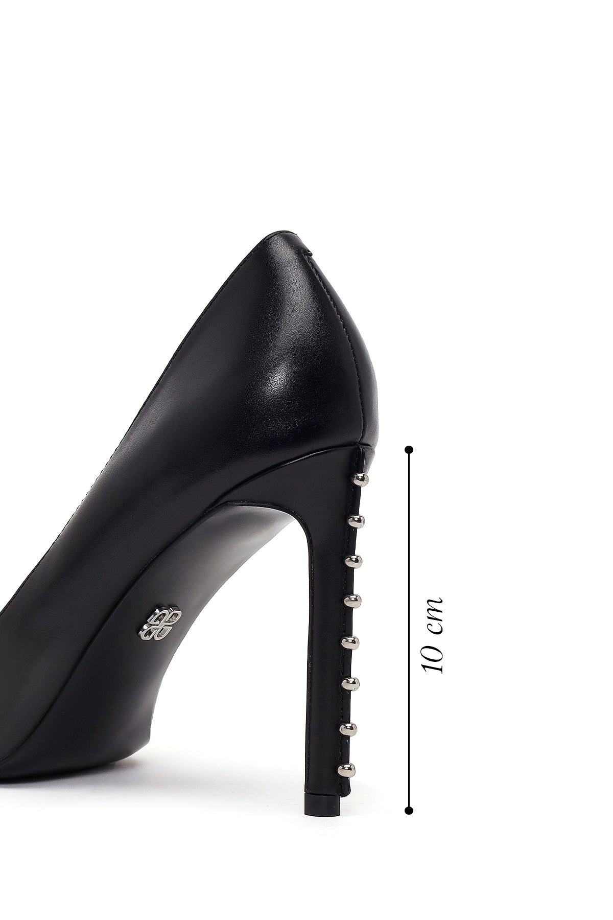 Kadın Siyah Taşlı Yüksek Ince Topuklu Deri Stiletto
