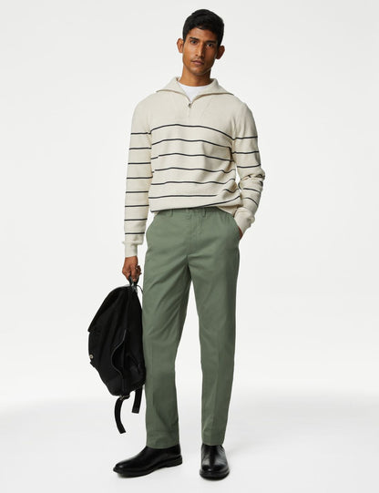 Regular Fit Hafif Dokulu Chino Pantolon